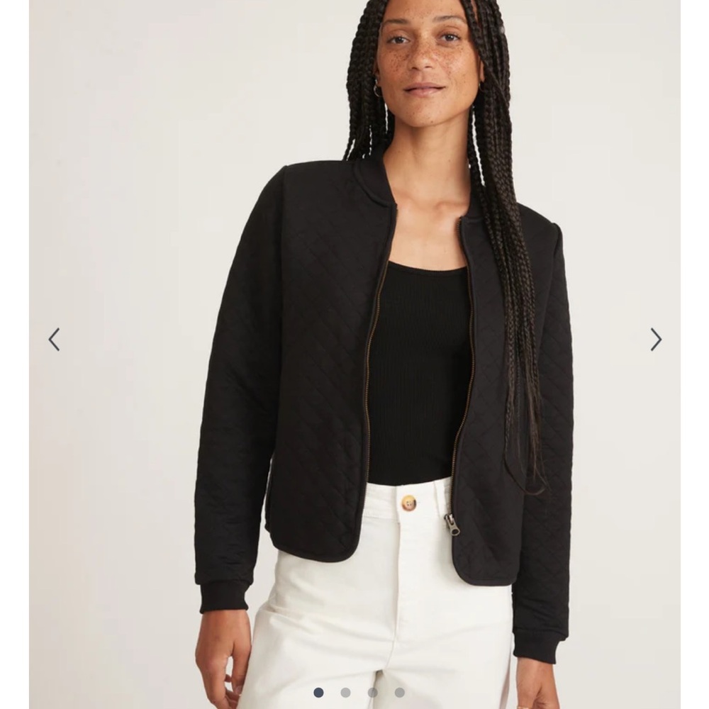 Marine Layer corbet quilted bomber jacket Black